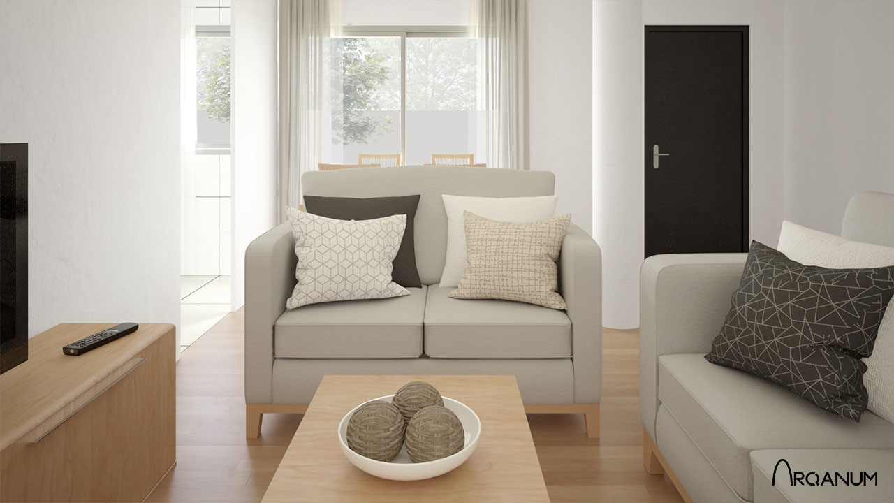 Building of twenty houses in Pozuelo de Alarcón, living room